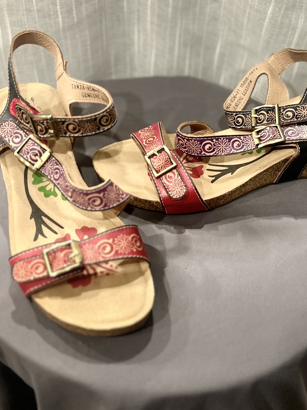 Tanja-Design Red & Purple Floral Strap Women's Sandals